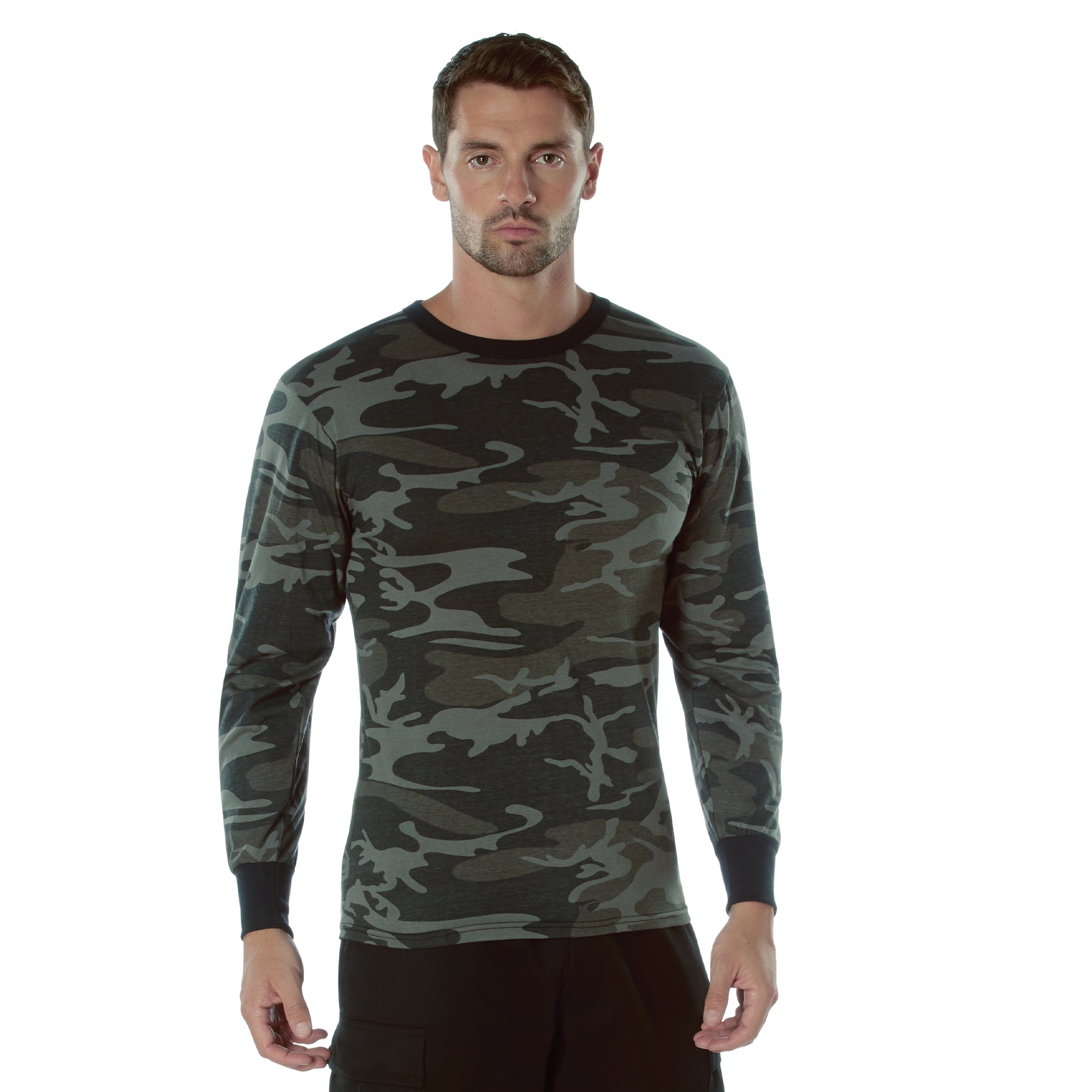 Rothco Long Sleeve Color Camo T-Shirt - Color : Black Camo, Size : 3XL