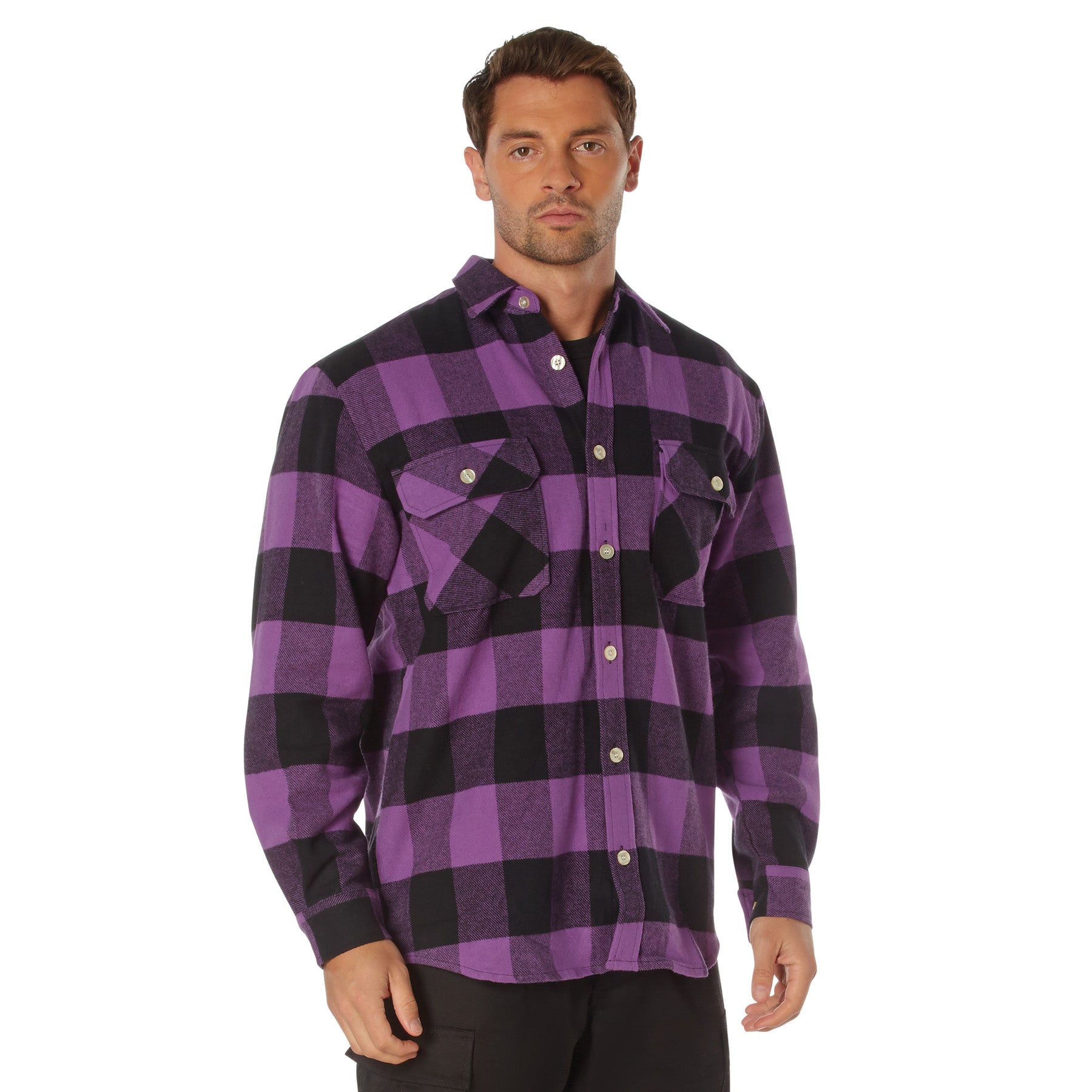 Rothco Extra Heavyweight Buffalo Plaid Flannel Shirt - Color : Purple Plaid, Size : 3XL
