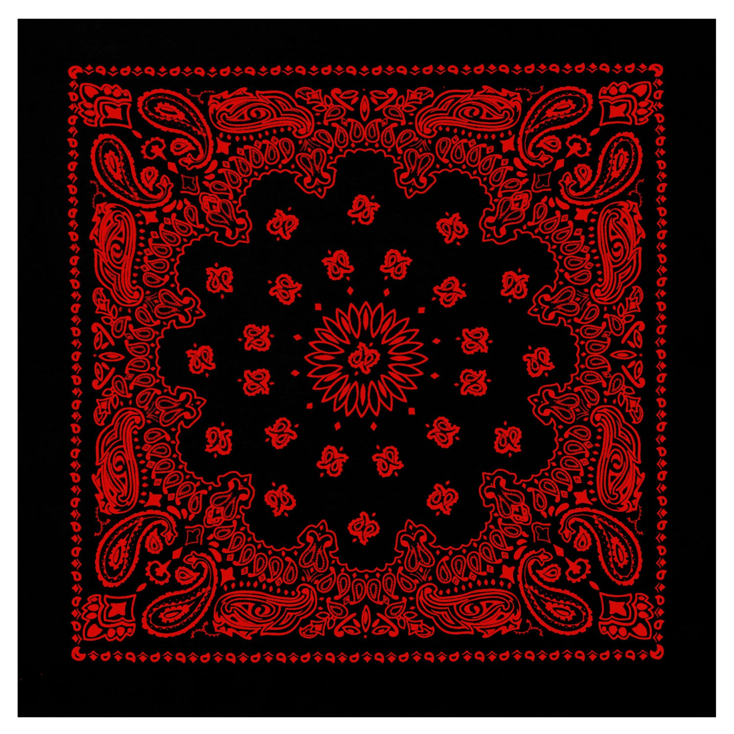Rothco Trainmen Paisley Bandana - 22" X 22" - Color : Black / Red
