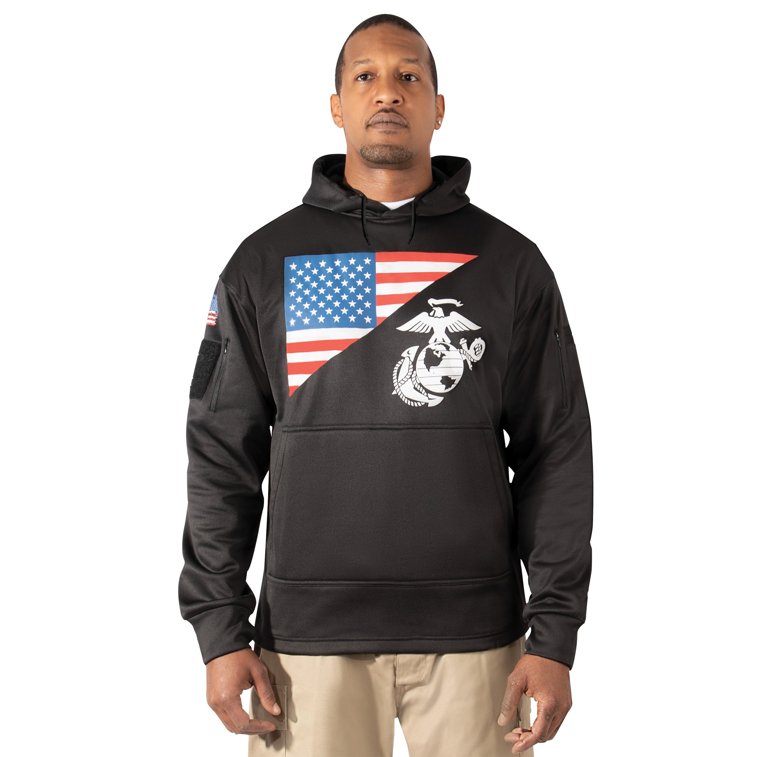 Rothco US Flag / USMC Eagle, Globe, & Anchor Concealed Carry Hoodie - Color : Black, Size : 3XL