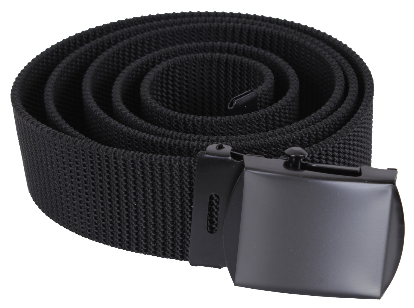 Rothco Nylon Web Belt - Black Webbing - Waist Size : 54, Buckle : Black
