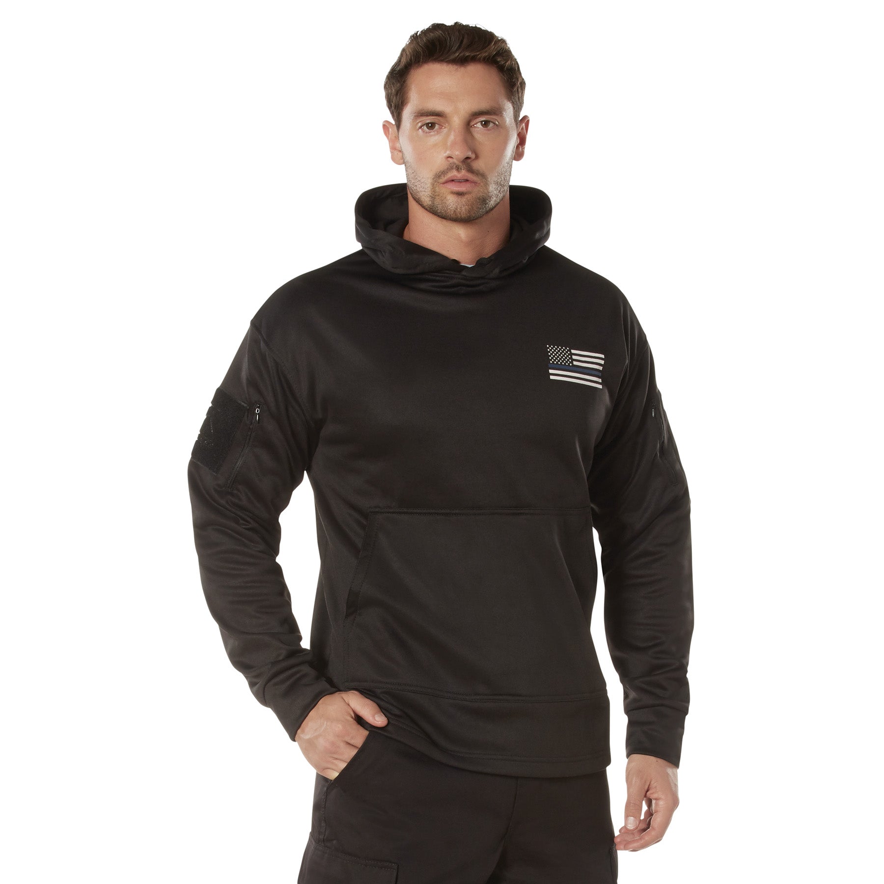 Rothco Honor and Respect Thin Blue Line Concealed Carry Hoodie - Black - Size : 3XL