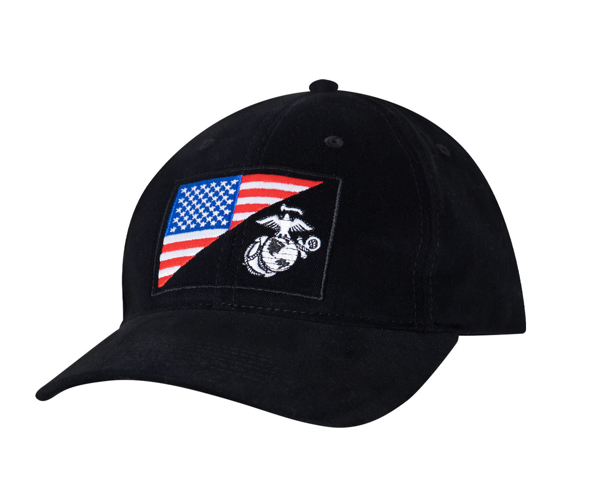 Rothco USMC Eagle, Globe and Anchor / US Flag Low Pro Cap - Color : Black