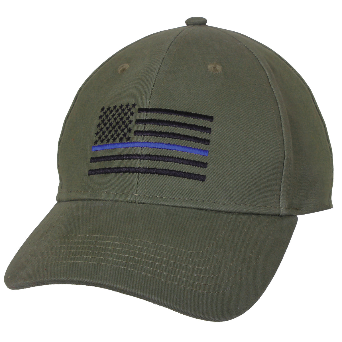 Rothco Thin Blue Line Flag Low Profile Cap - Color : Olive Drab