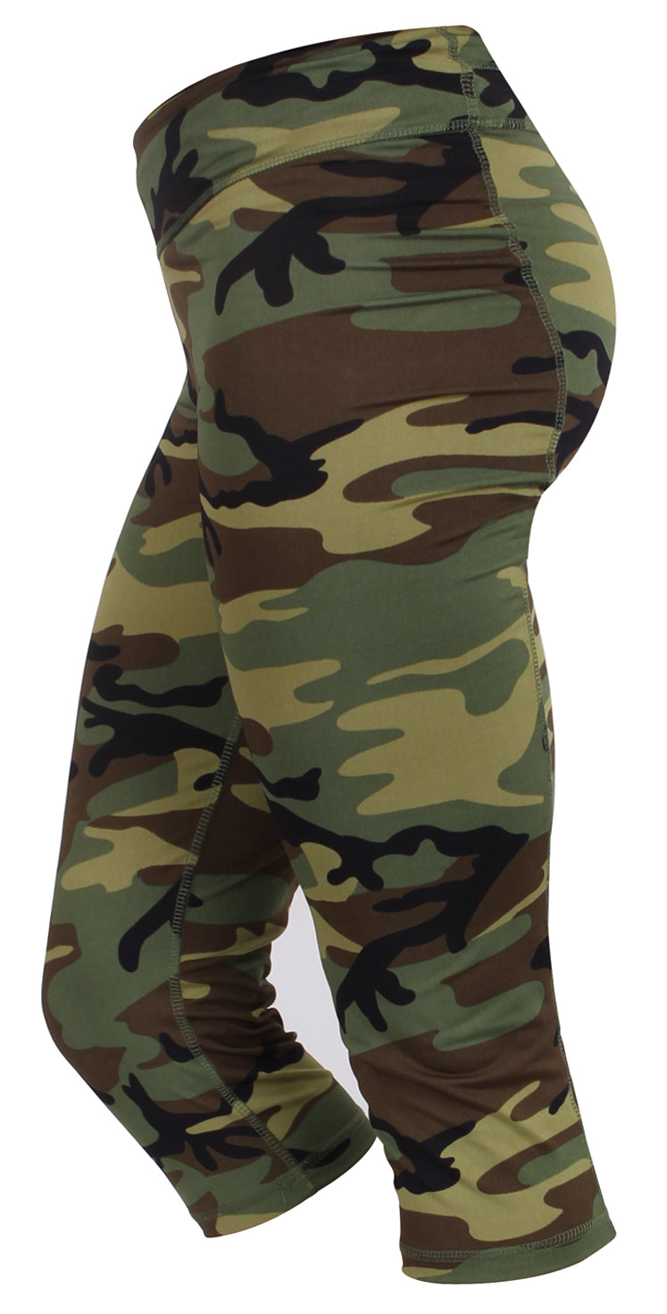Womens Camo Workout Performance Capris - Size : XL