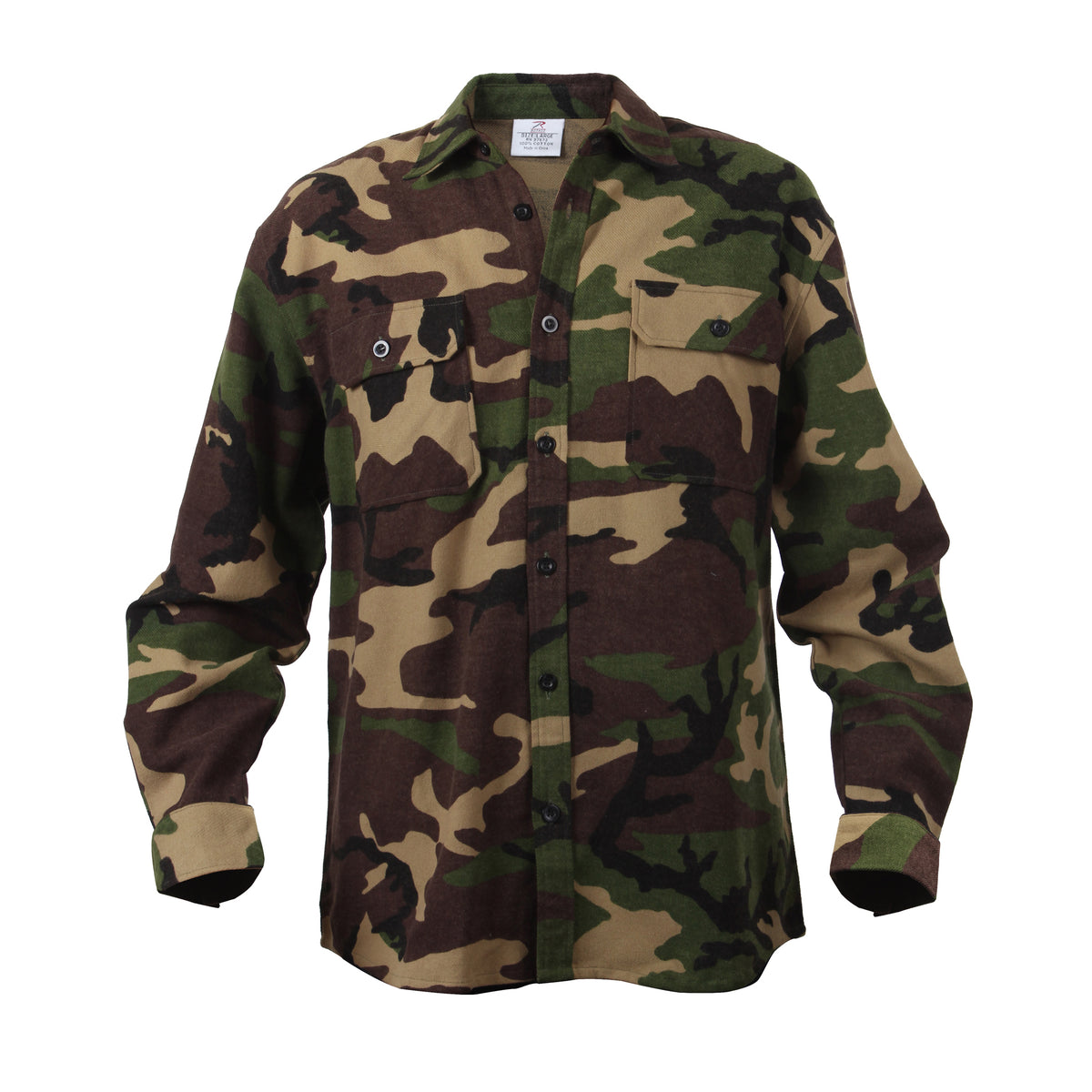Rothco Extra Heavyweight Camo Flannel Shirts - Color : Woodland Camo, Size : M