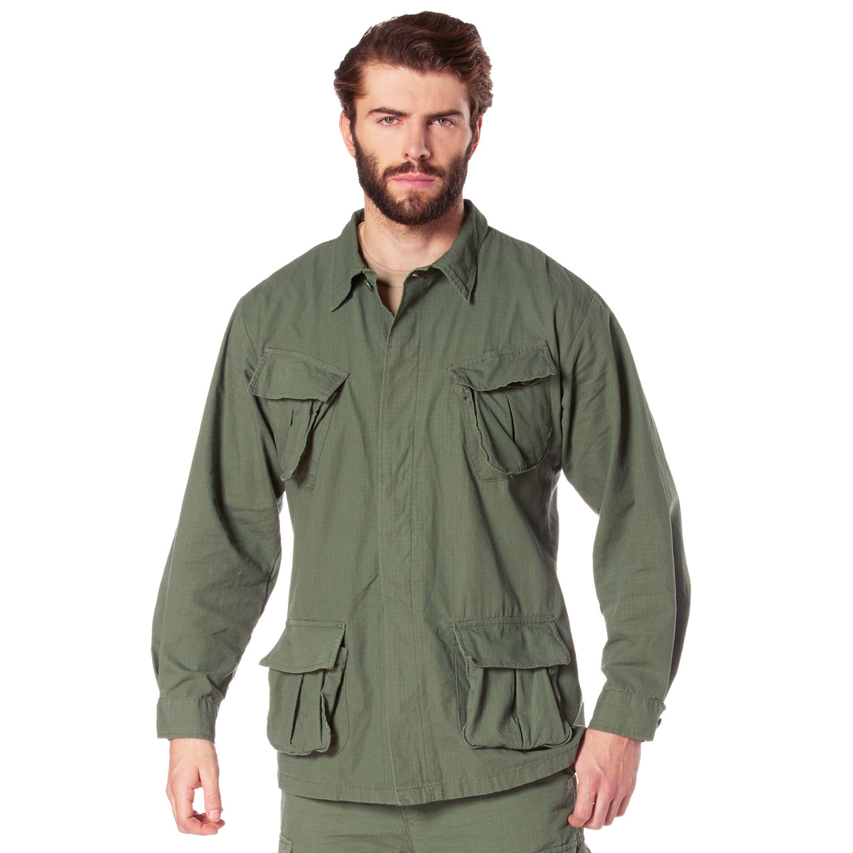 Rothco Vintage Vietnam Fatigue Rip-Stop Shirt - Color : Olive Drab, Size : 4XL