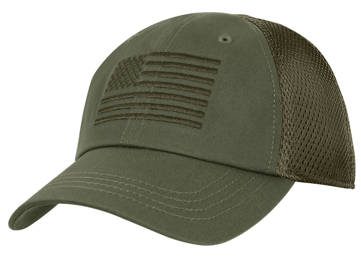Rothco Tactical Mesh Back Cap With Embroidered US Flag - Color : Olive Drab