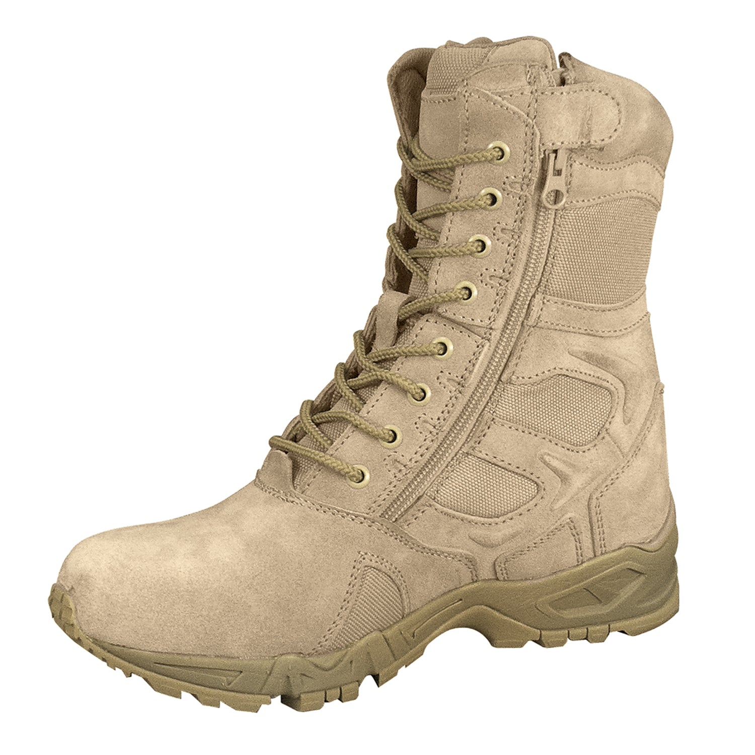 Rothco Forced Entry Deployment Boots With Side Zipper - 8 Inch - Color : Tan, Shoe Size : 15, Width : Regular