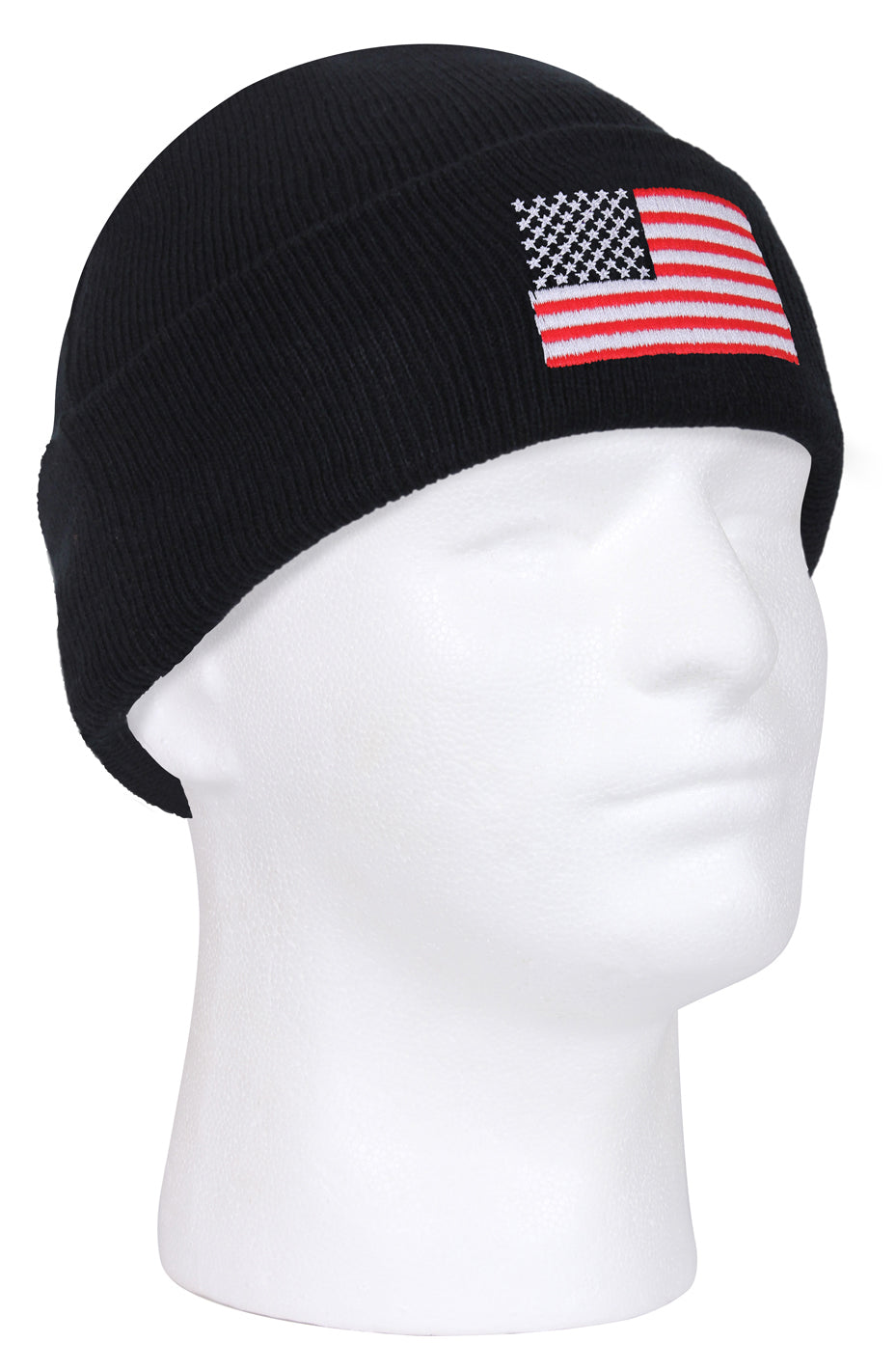 Rothco US Flag Embroidered Fine Knit Watch Cap - Color : Black