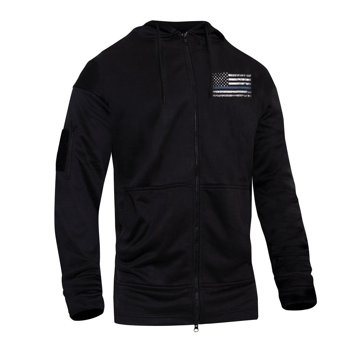 Rothco Thin Blue Line Concealed Carry Zippered Hoodie - Black - Size : 2XL