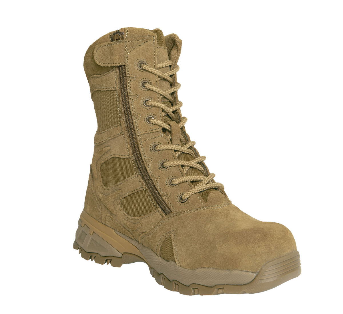 Rothco Forced Entry Composite Toe AR 670-1 Coyote Brown Side Zip Tactical Boot - 8 Inch - Shoe Size : 5, Width : Regular