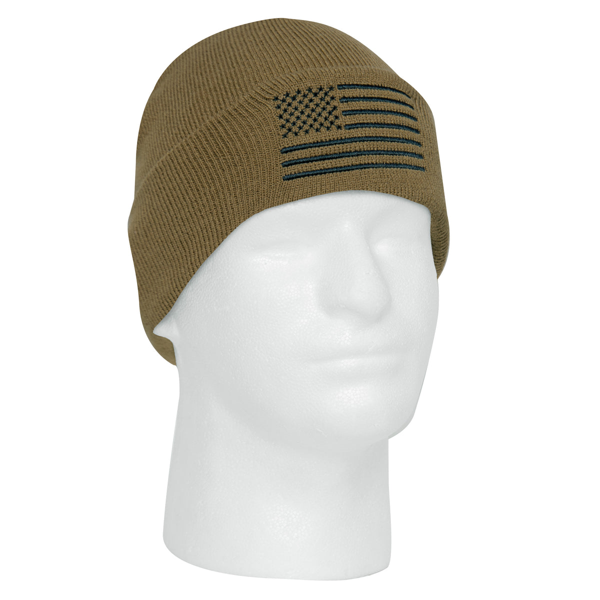 Rothco US Flag Embroidered Fine Knit Watch Cap - Color : Coyote Brown