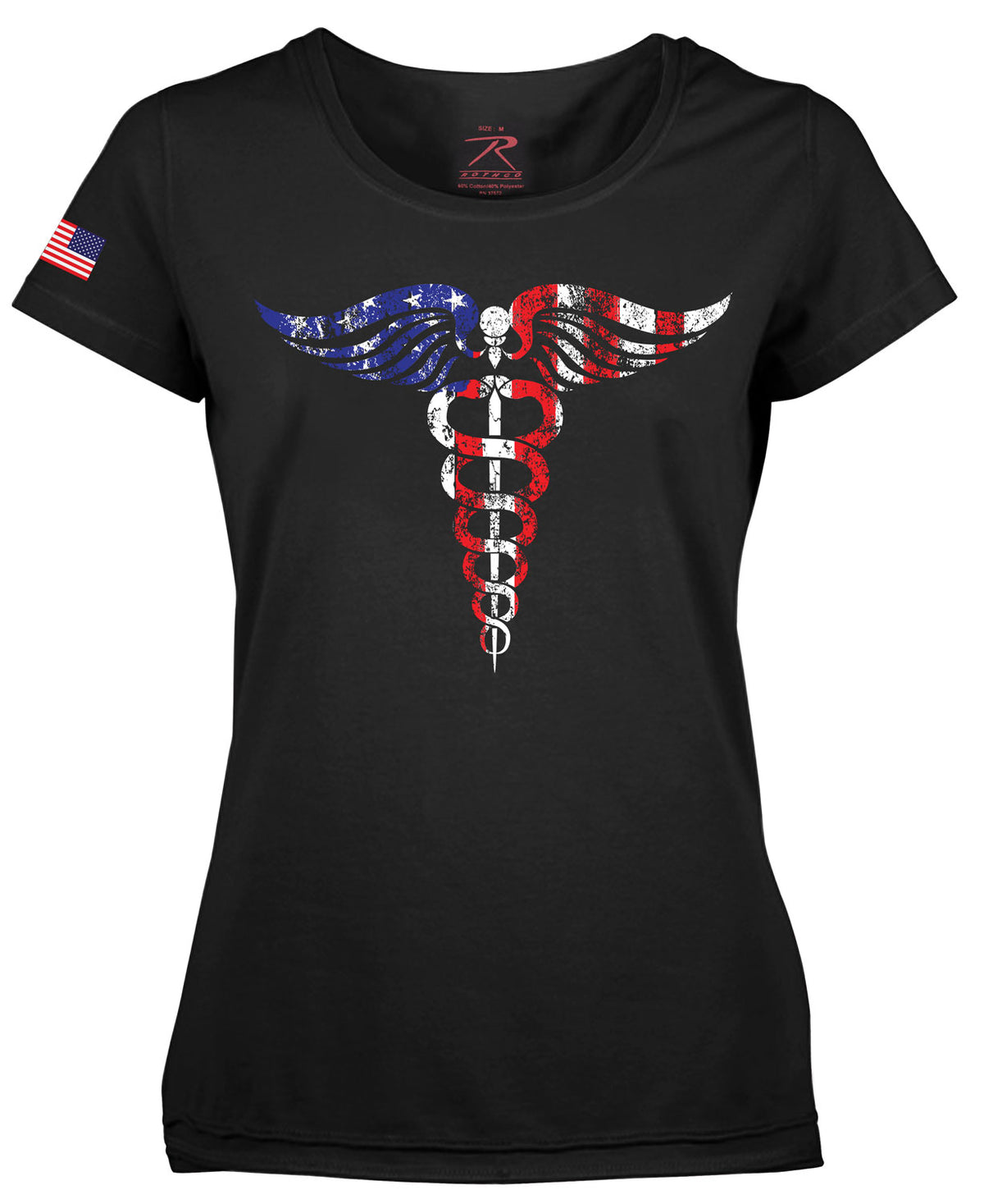 Rothco Women's Medical Symbol (Caduceus) Long Length T-Shirt - Black - Size : L