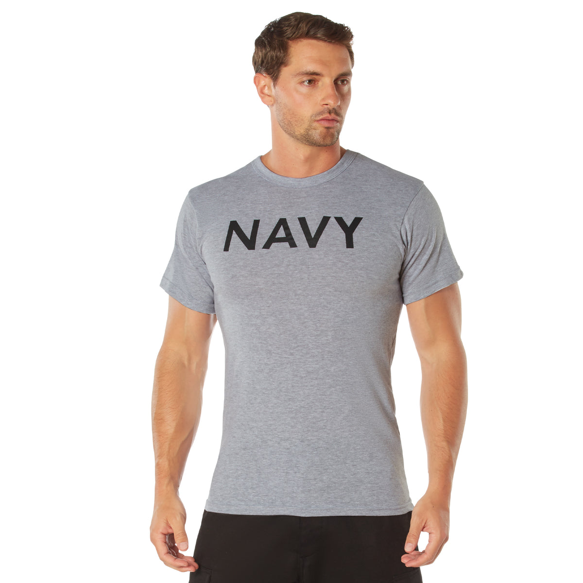 Rothco Grey Physical Training T-Shirt - Size : 3XL, Emblem : Navy