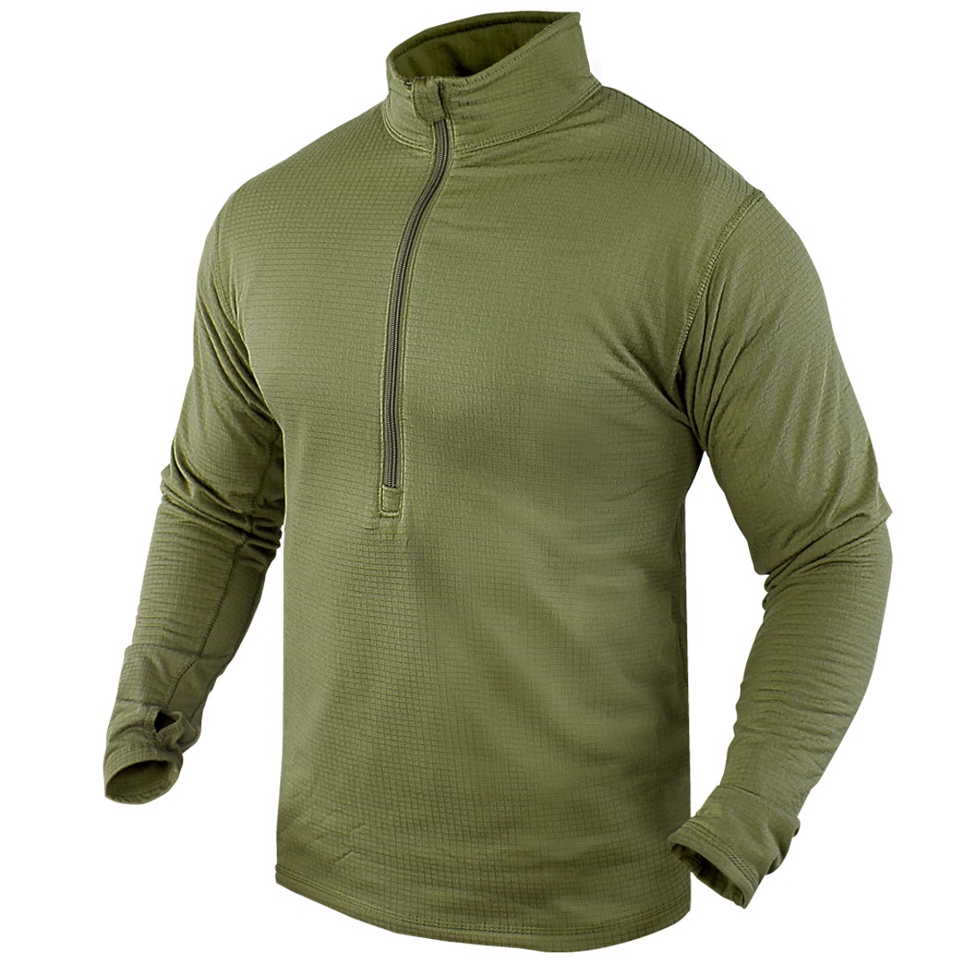 Sous-vêtement technique Condor — Base II Zip Pullover — Vert olive / L