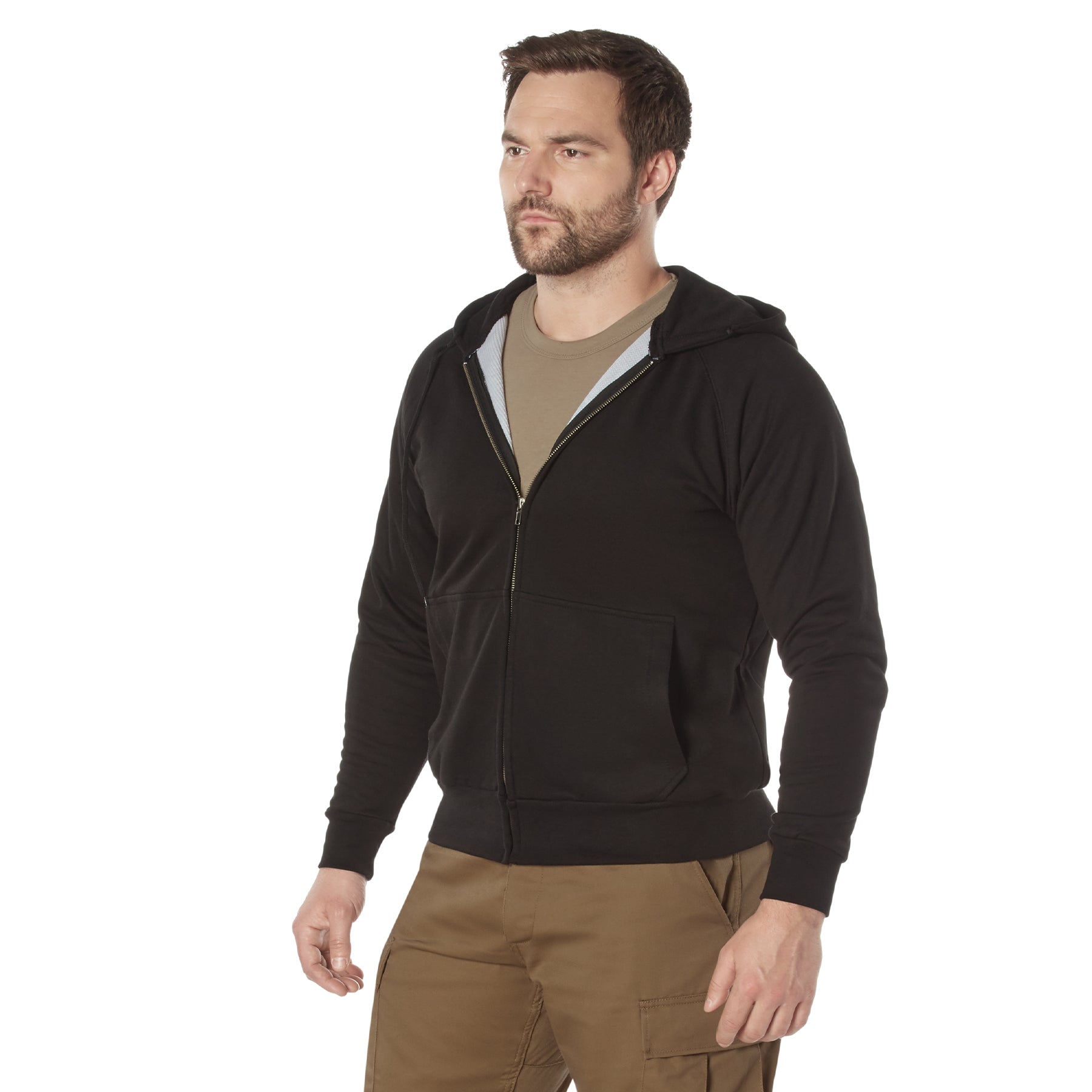 Rothco Thermal Lined Full-Zip Hoodie - Color : Black, Size : 4XL