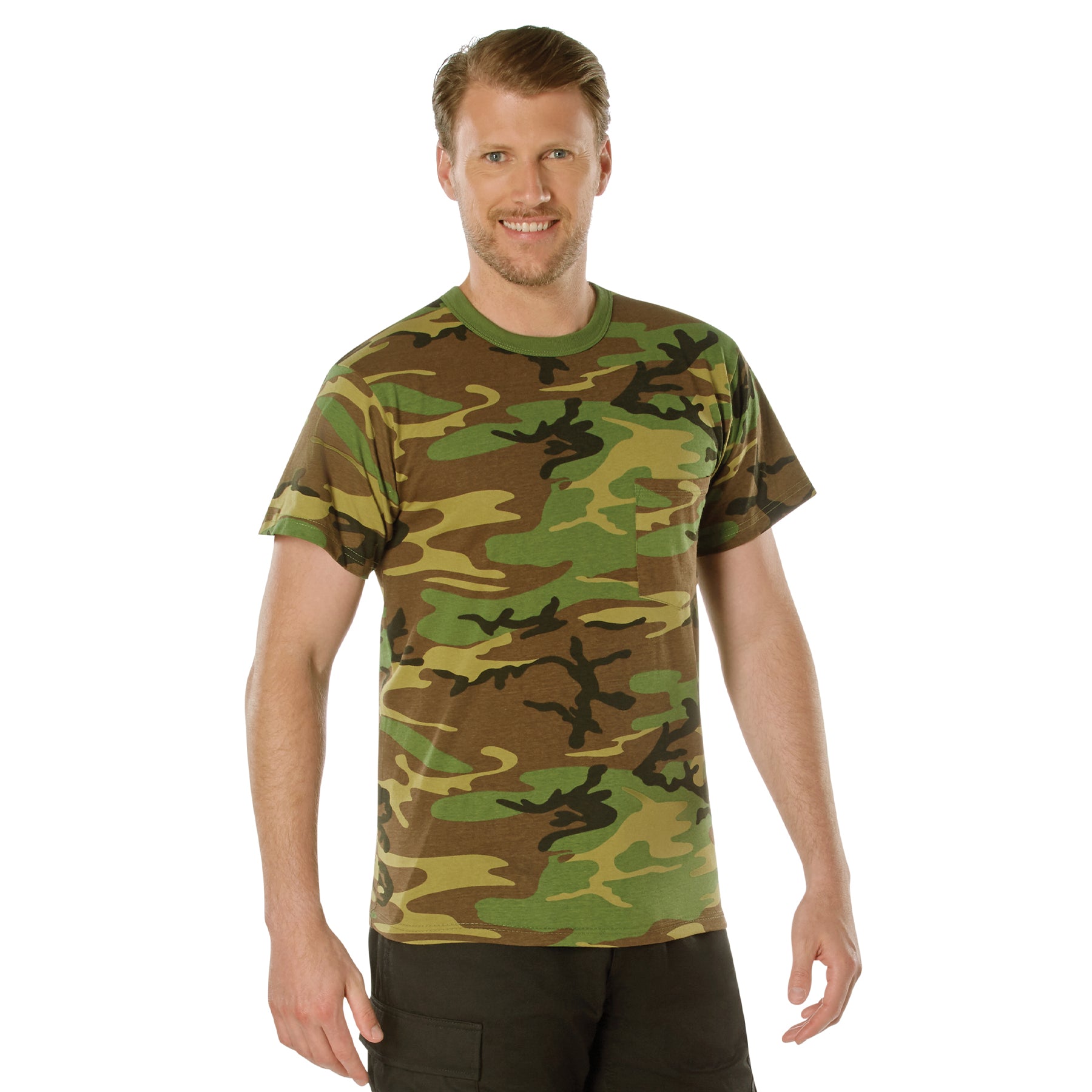 Rothco Woodland Camo T-Shirt With Pocket - Size : 3XL