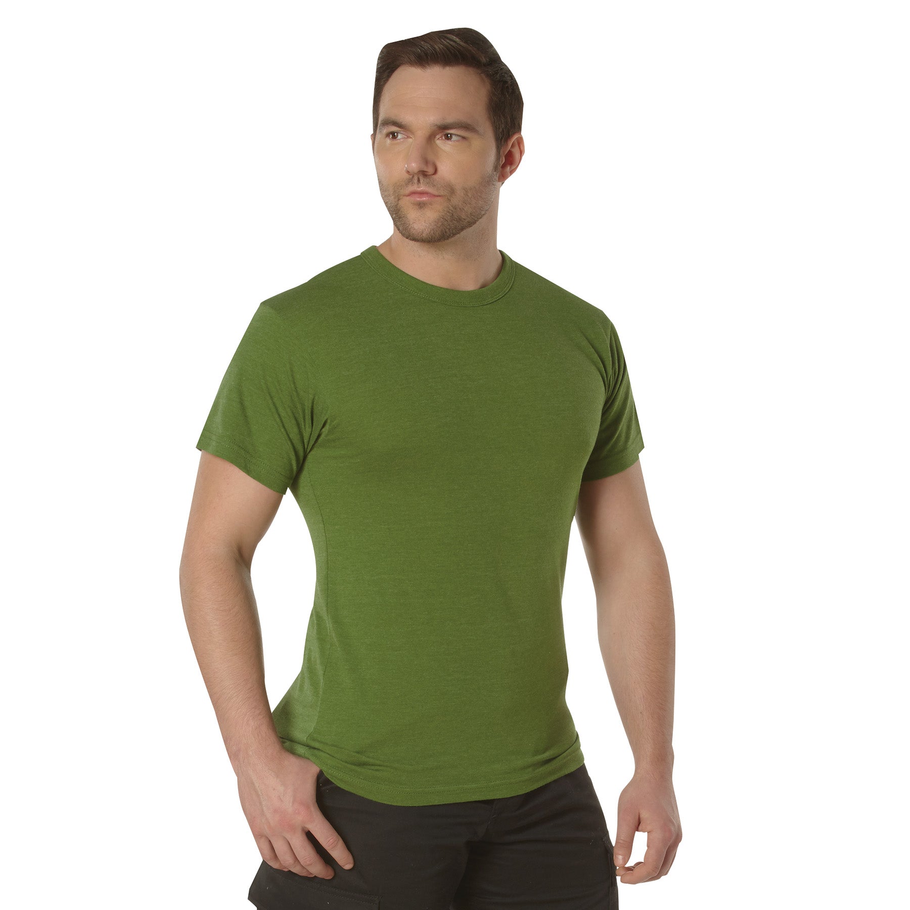 Rothco Solid Color T-Shirt with Cotton / Polyester Blend - Color : Heather Green, Size : 3XL