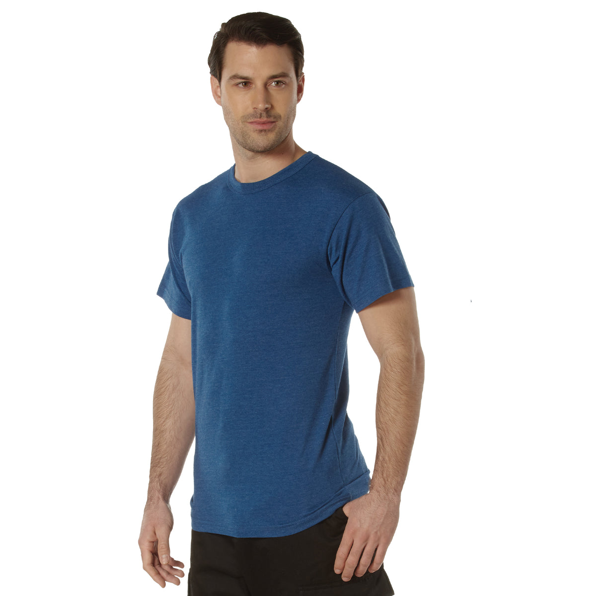 Rothco Solid Color T-Shirt with Cotton / Polyester Blend - Color : Heather Blue, Size : 3XL