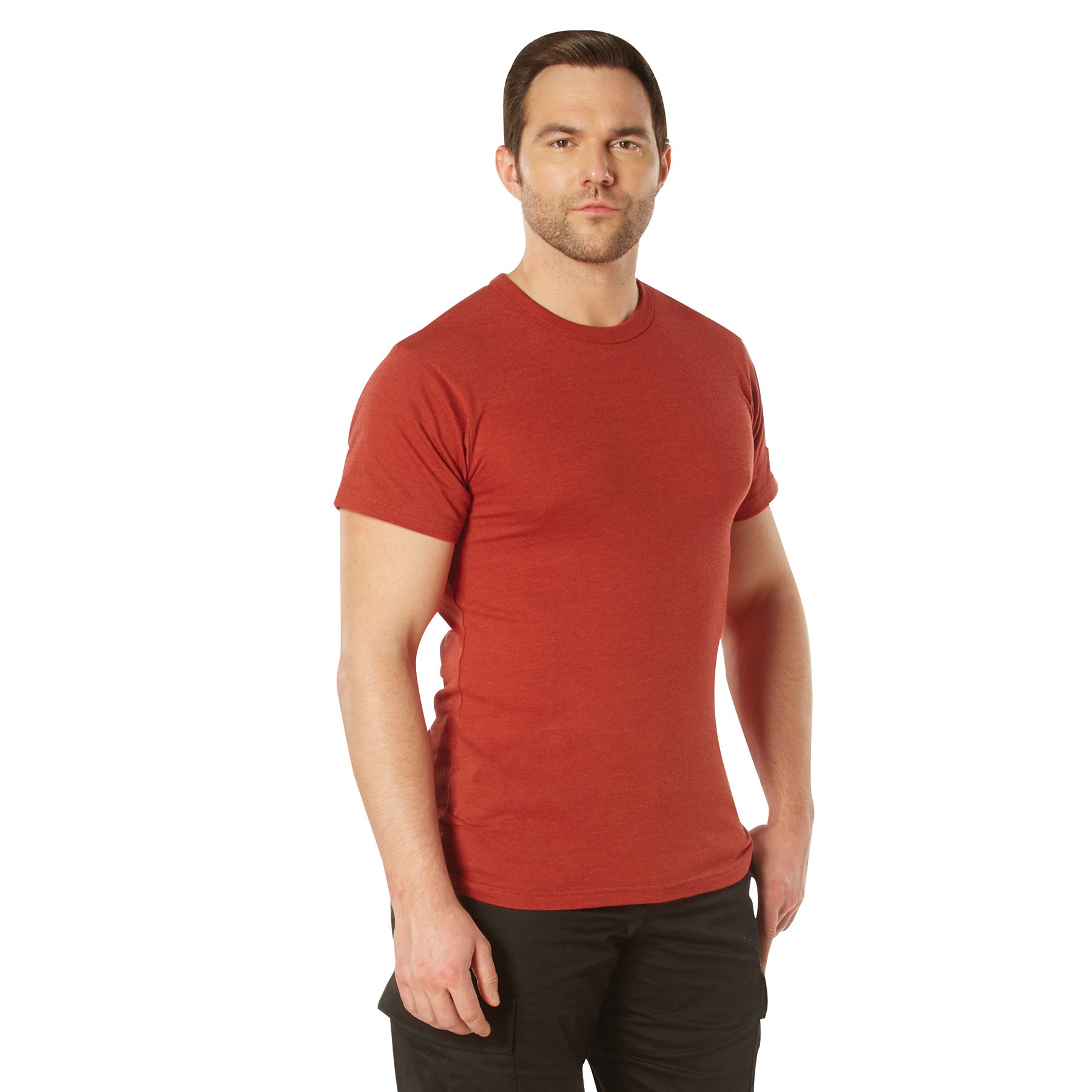 Rothco Solid Color T-Shirt with Cotton / Polyester Blend - Color : Heather Red, Size : 3XL