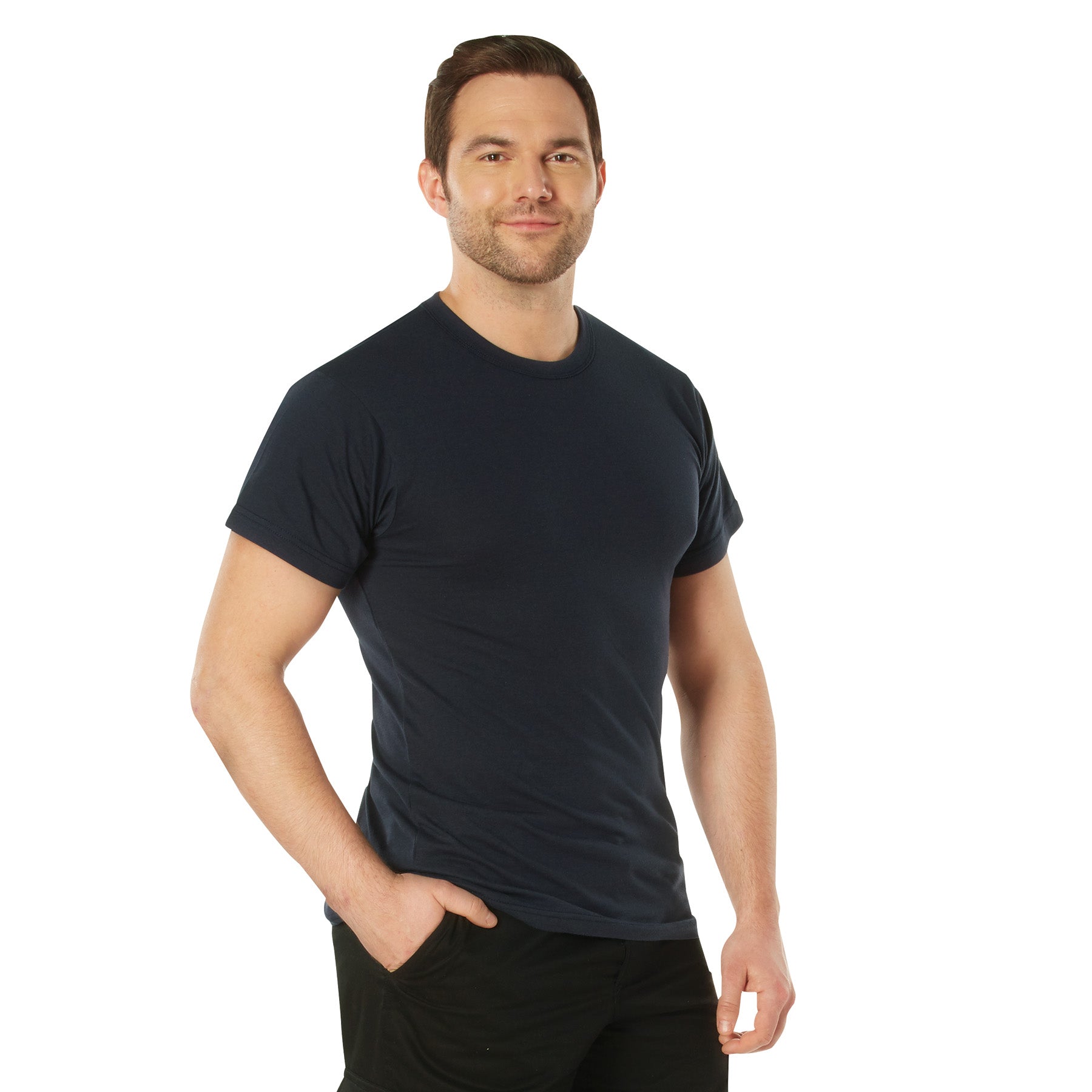 Rothco Solid Color T-Shirt with Cotton / Polyester Blend - Color : Navy Blue, Size : 3XL