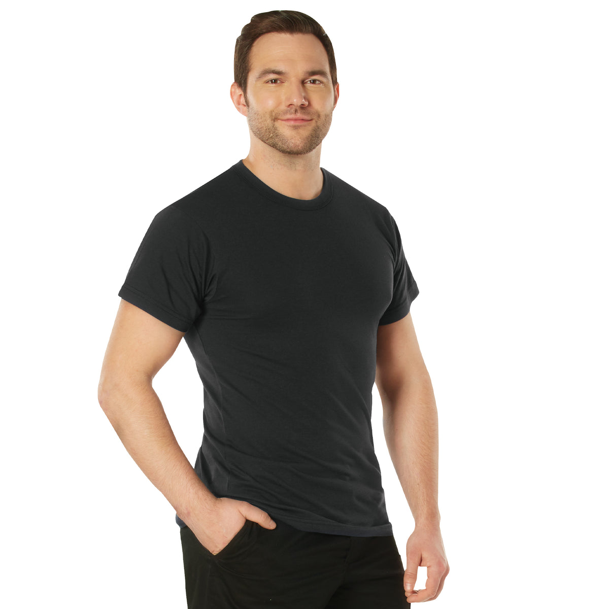 Rothco Solid Color T-Shirt with Cotton / Polyester Blend - Color : Black, Size : 3XL