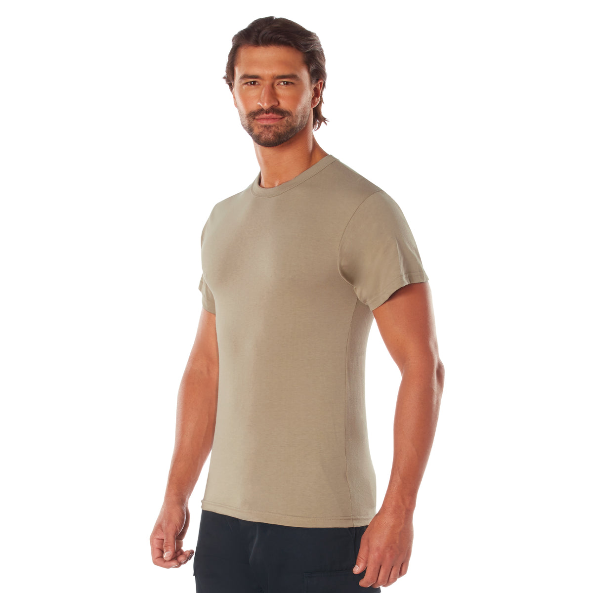 Rothco Solid Color T-Shirt with Cotton / Polyester Blend - Color : Khaki, Size : 2XL