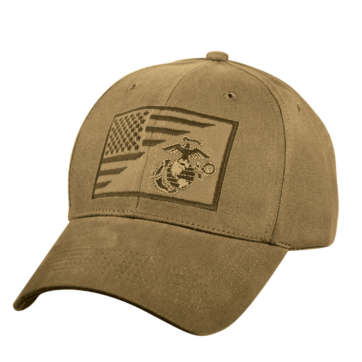 Rothco USMC Eagle, Globe and Anchor / US Flag Low Pro Cap - Color : Coyote Brown