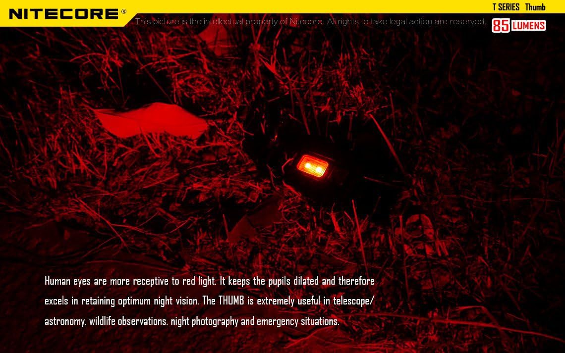 NITECORE Thumb USB Rechargable, 85 lumens shoulder lamp, with High, Med, Low intensity