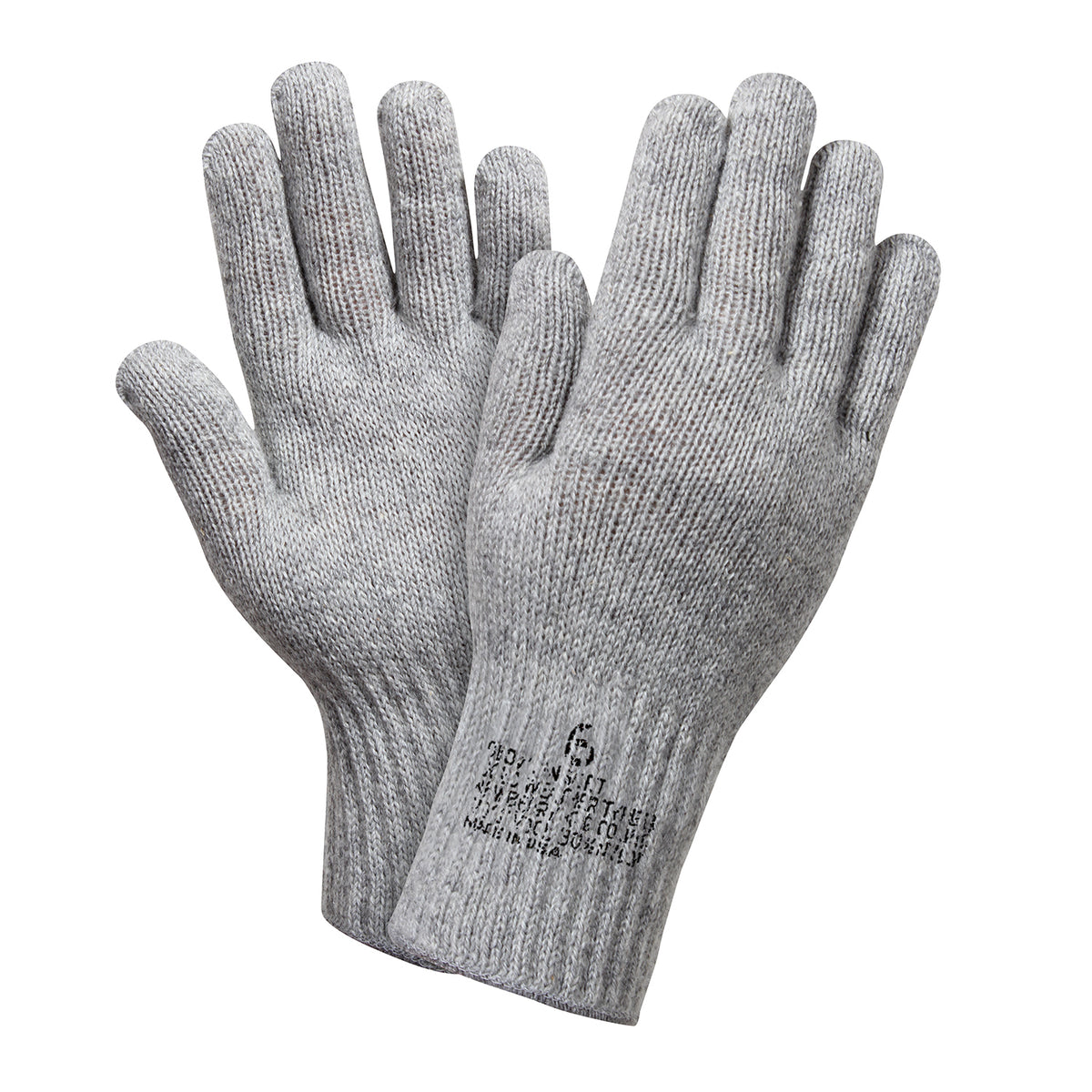 Rothco Wool Glove Liners - Stamped - Color : Grey, Size : 6