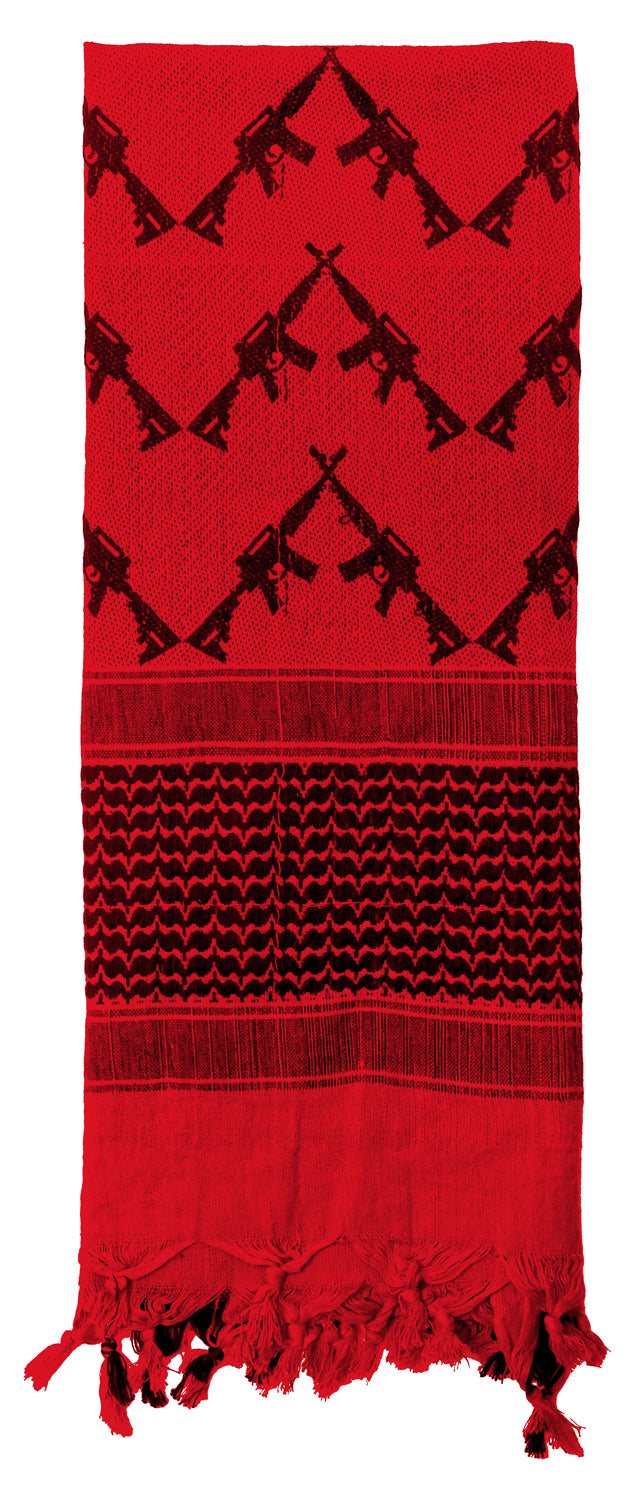 Rothco Crossed Rifles Shemagh Tactical Desert Keffiyeh Scarf - Color : Red / Black
