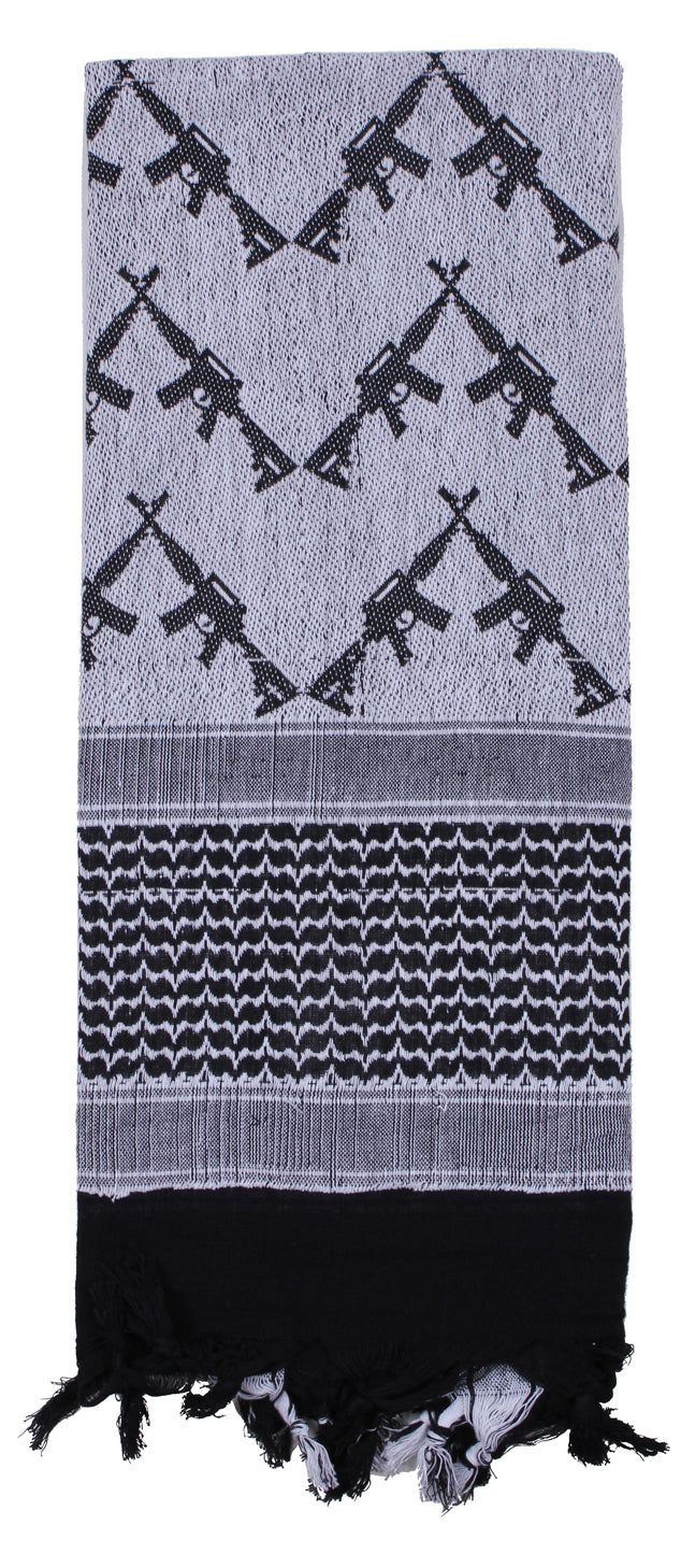 Rothco Crossed Rifles Shemagh Tactical Desert Keffiyeh Scarf - Color : Black / White
