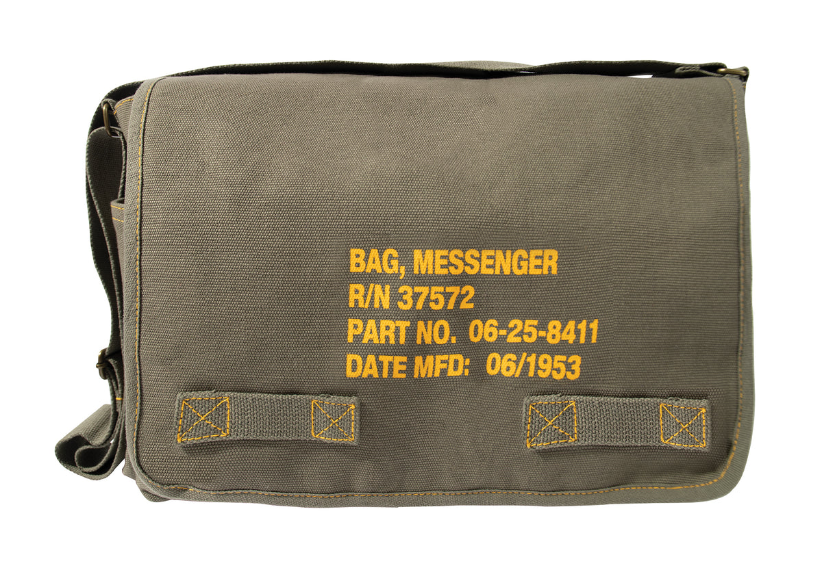 Heavyweight Canvas Classic Messenger Bag With Military Stencil - Color : Olive Drab