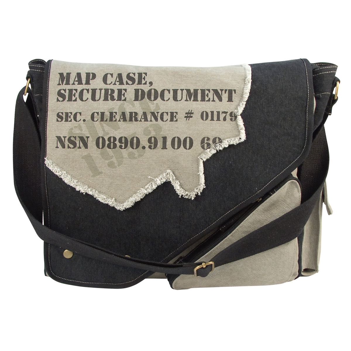 Rothco Vintage Canvas Two-Tone Imprinted Map Bag - Color : Grey / Black