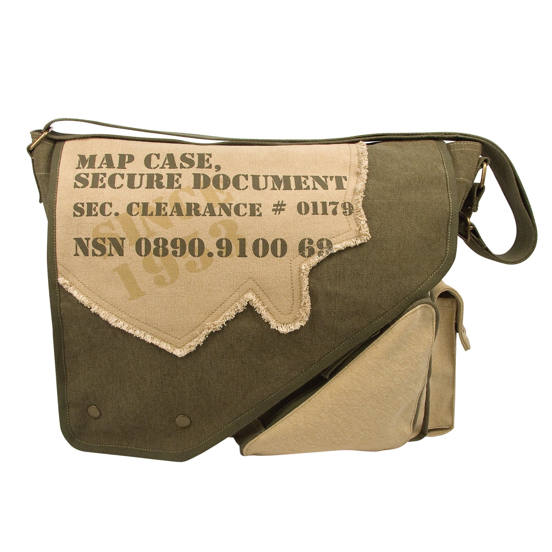 Rothco Vintage Canvas Two-Tone Imprinted Map Bag - Color : Olive Drab / Tan