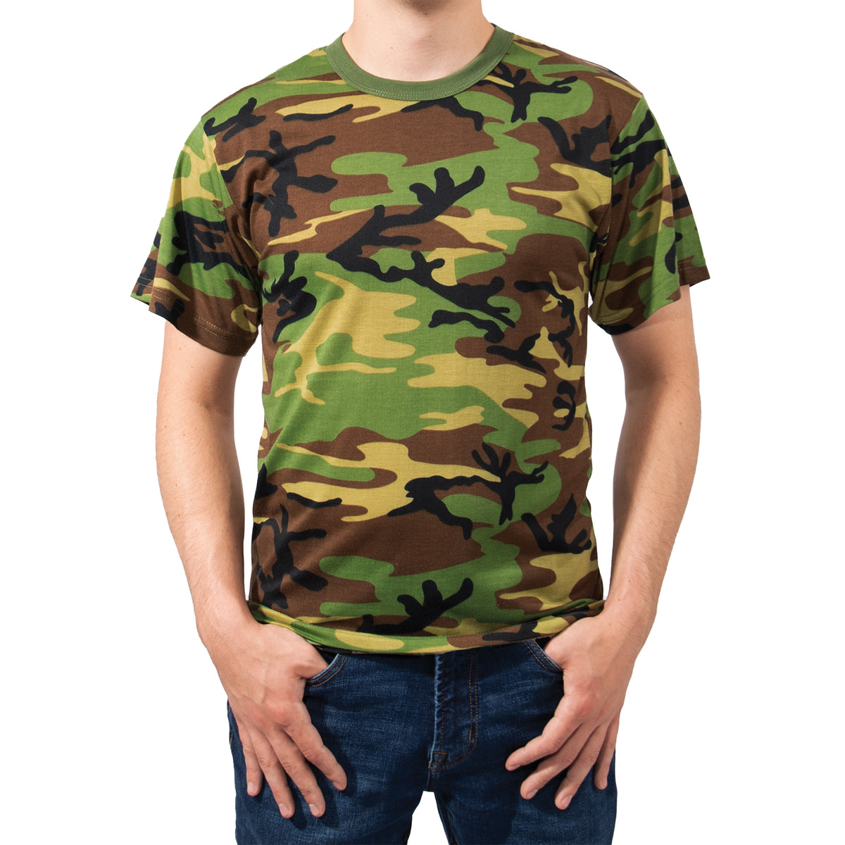 Rothco Moisture Wicking T-Shirts - Color : Woodland Camo, Size : 3XL