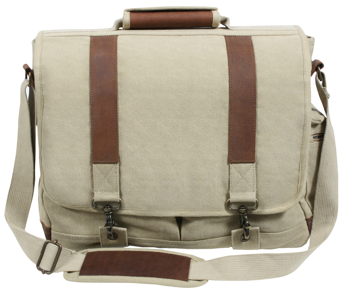 Rothco Vintage Canvas Pathfinder Laptop Bag With Leather Accents - Color : Khaki