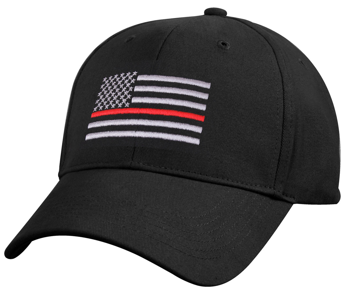 Rothco Thin Red Line Flag Low Profile Cap - Color : Black