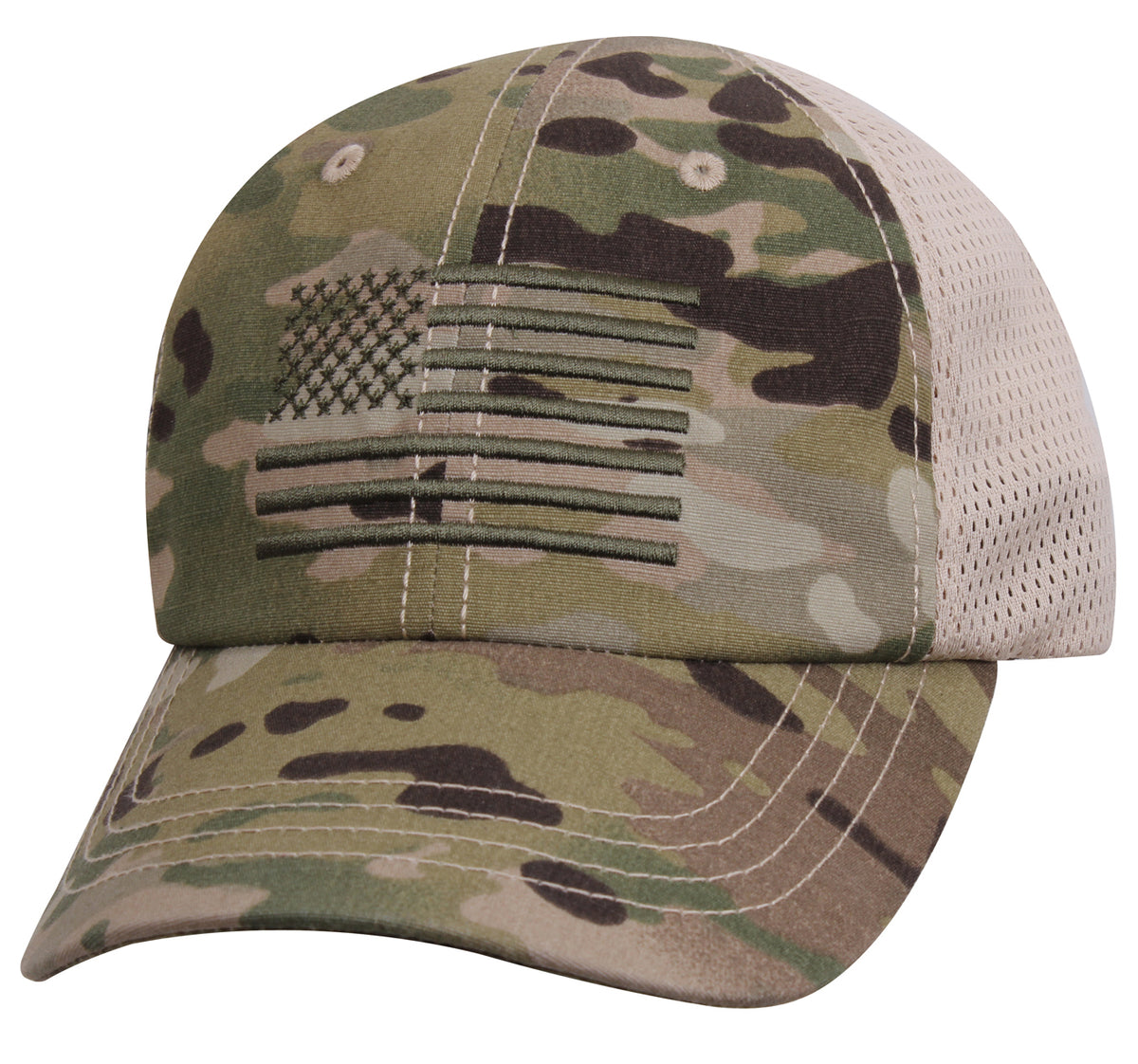 Rothco Tactical Mesh Back Cap With Embroidered US Flag - Color : MultiCam