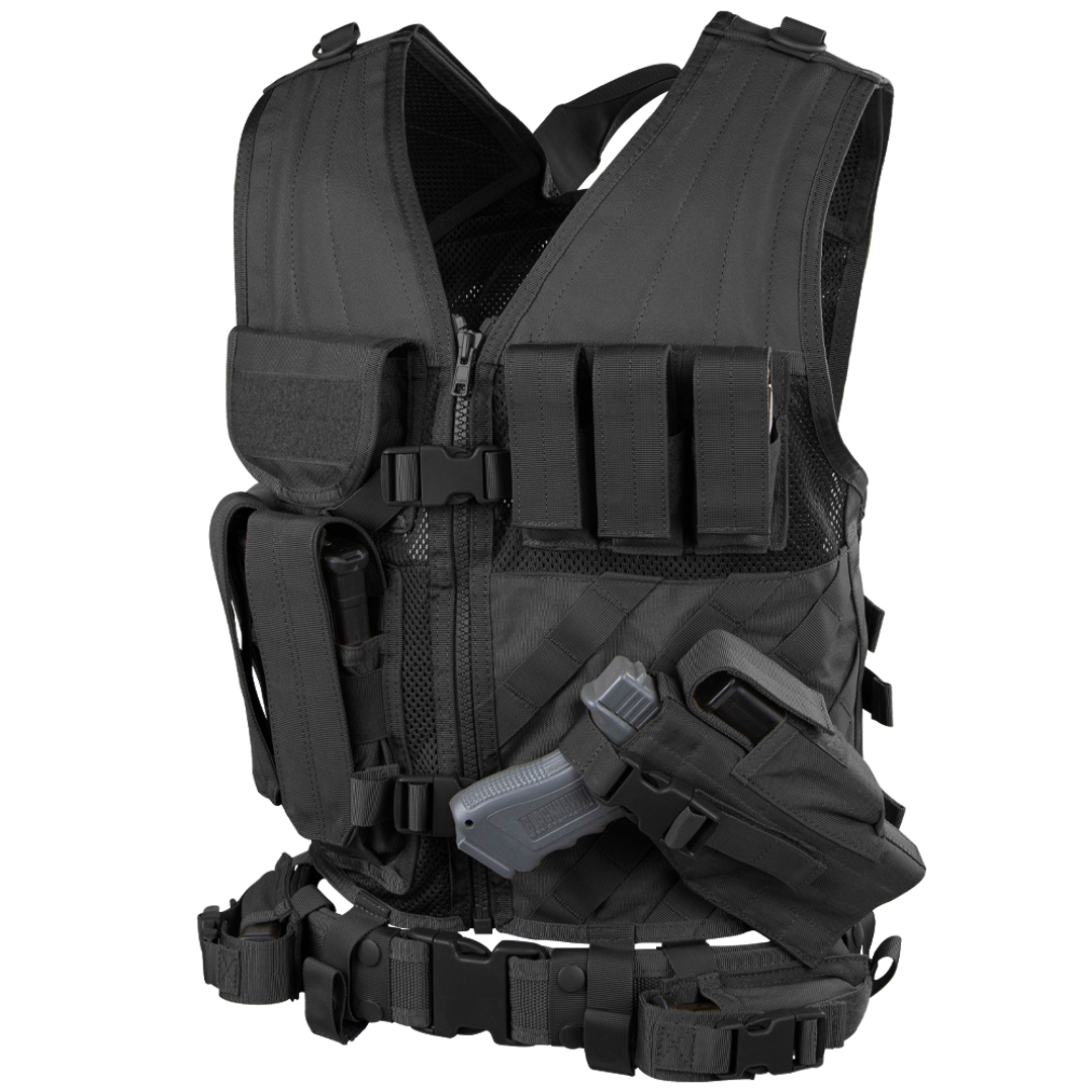 Équipement tactique Condor — Cross Draw Vest — Noir / M/L