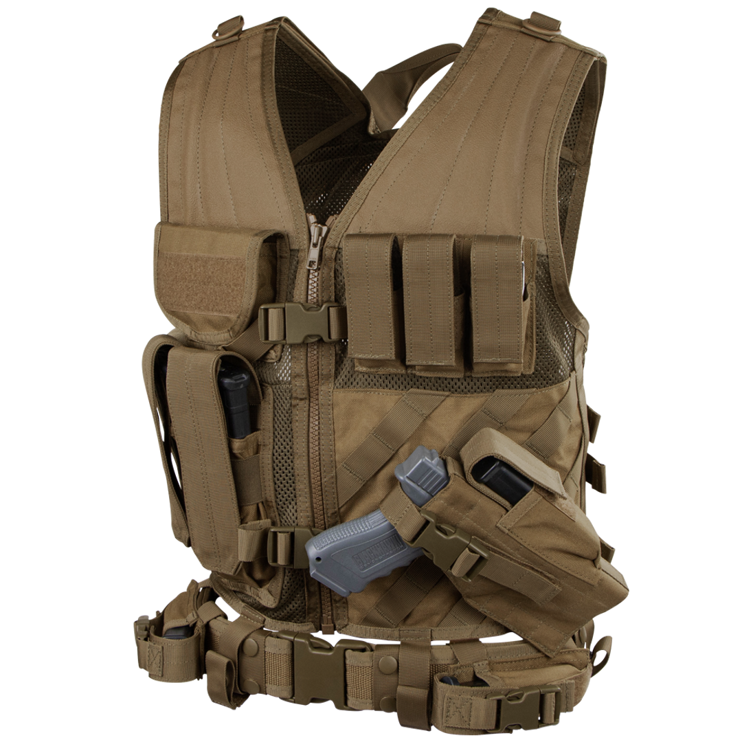 Équipement tactique Condor — Cross Draw Vest — Brun coyote / M/L
