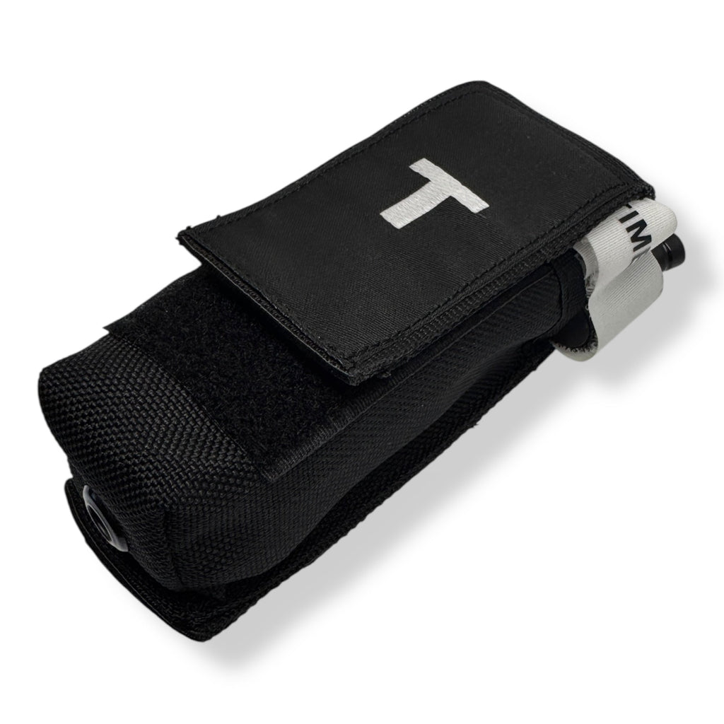 MOLLE LOC-STICK POUCH EMBROIDERED "T" WHITE FOR TOURNIQUET (TQ) BELT OR VEST