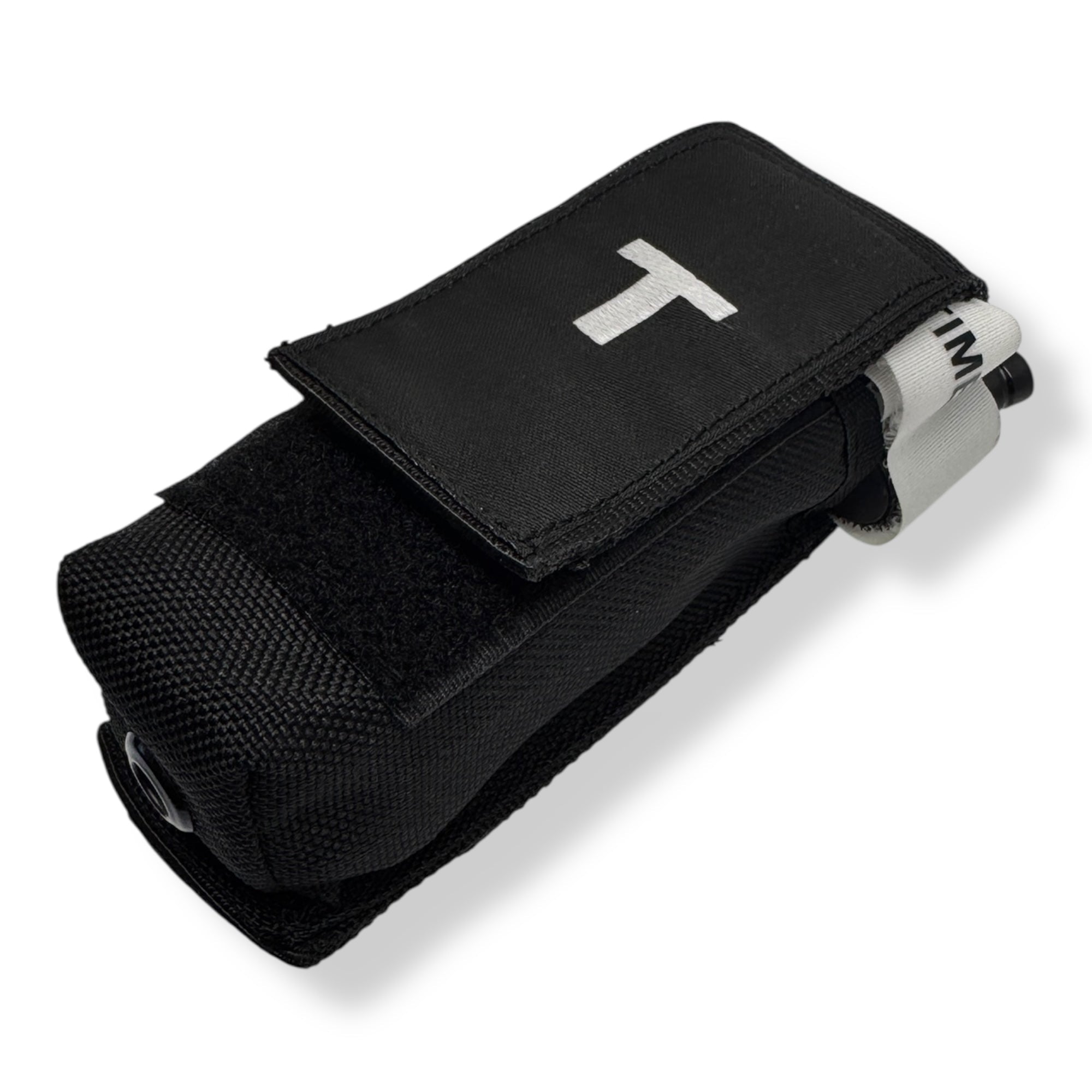 MOLLE LOC-STICK POUCH EMBROIDERED "T" WHITE FOR TOURNIQUET (TQ) BELT OR VEST