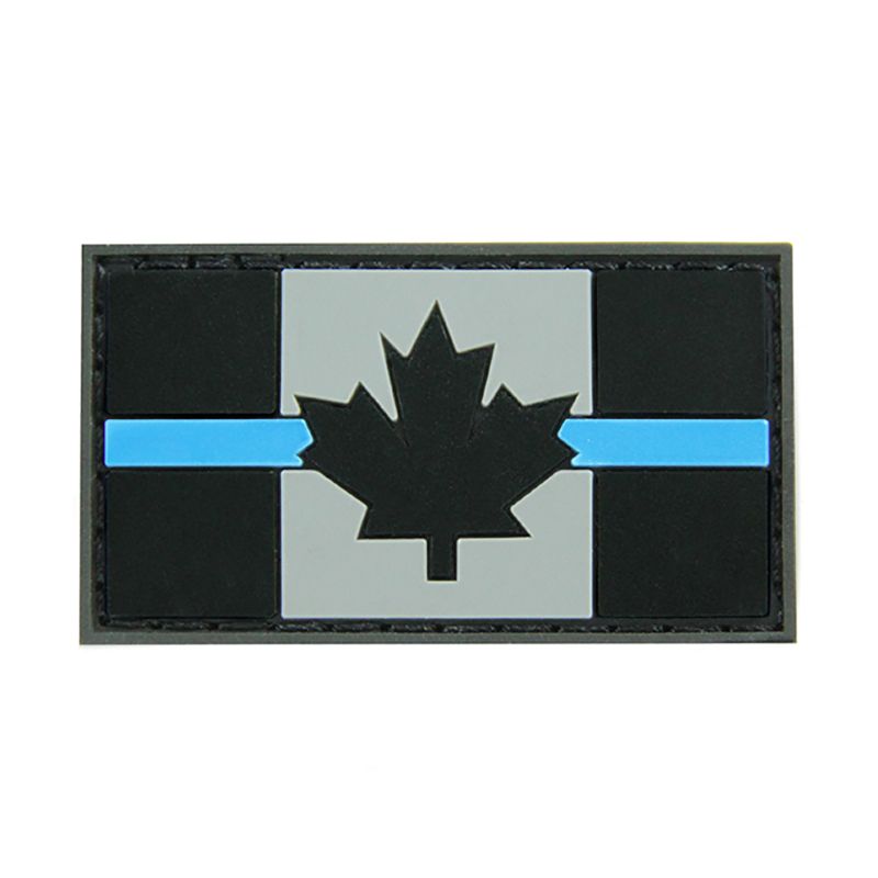 Canadian Flag (POLICE version) Black with Blue line and HOOK Velcro
