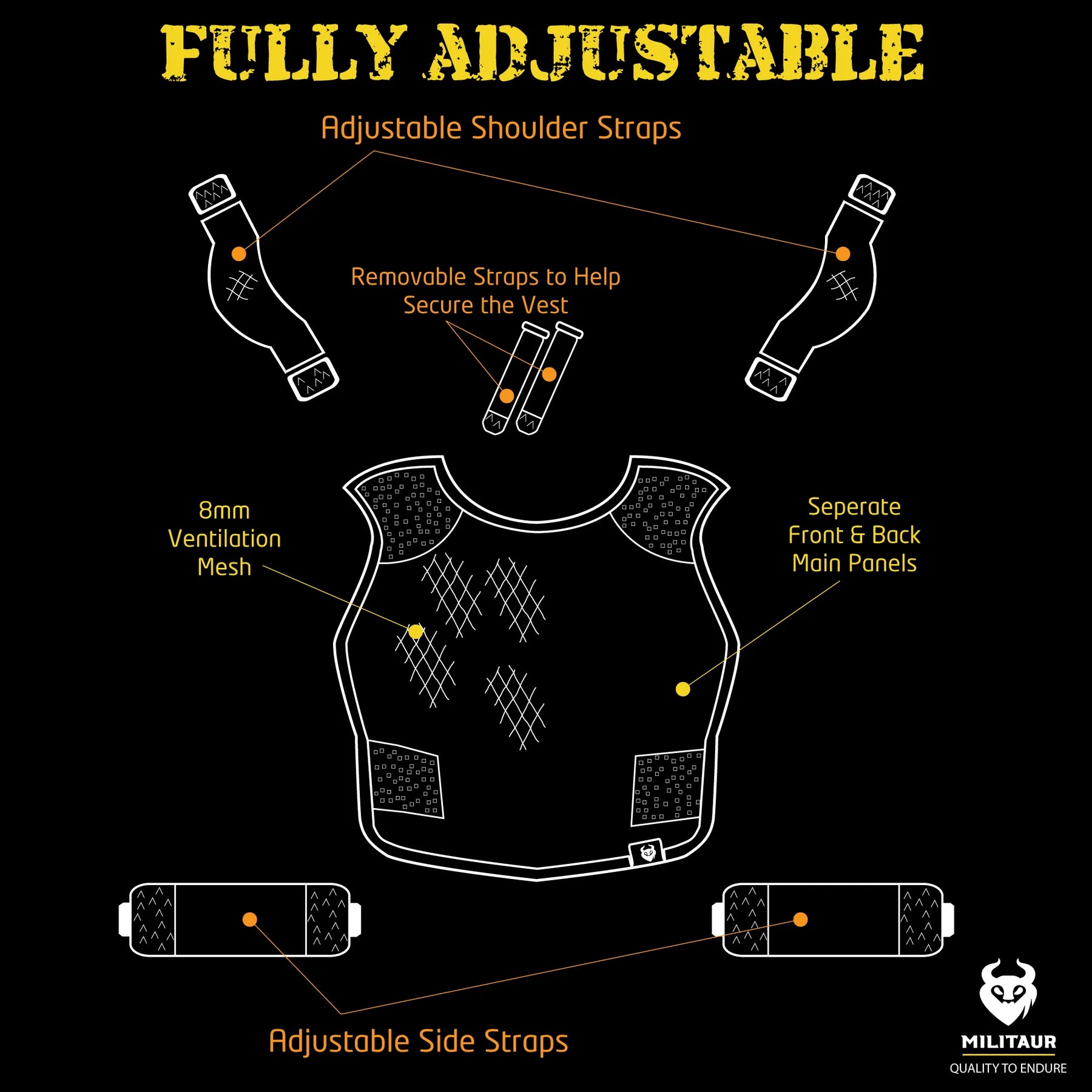 Gilet de ventilation MILITAUR réglable (unisexe)