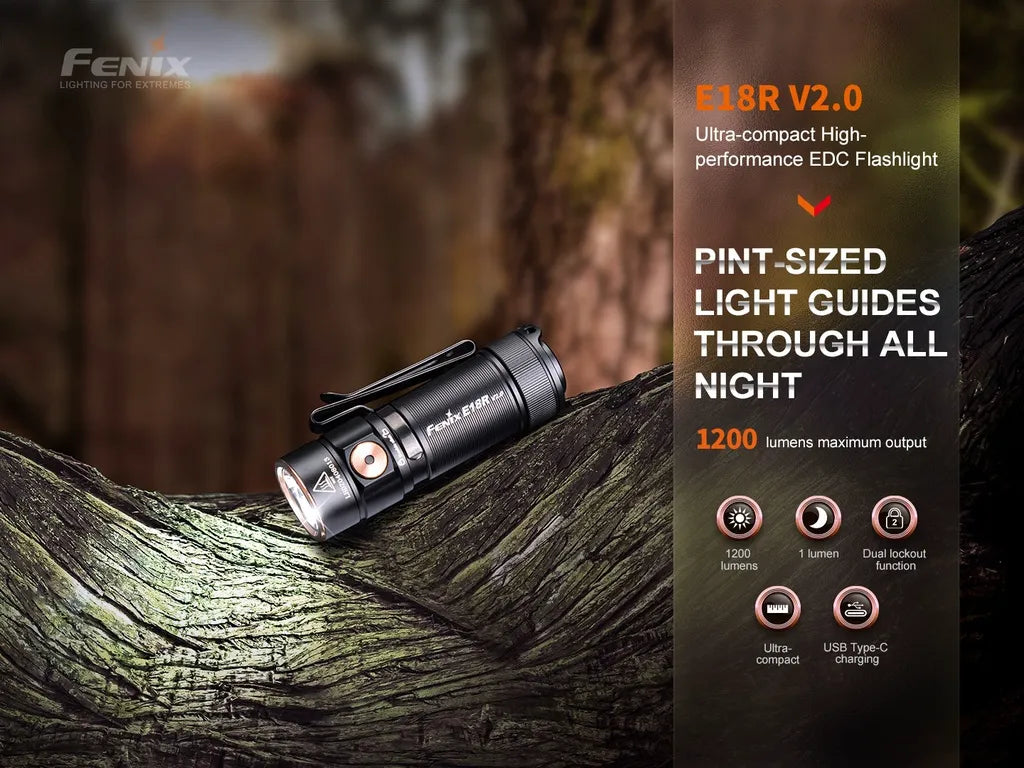Fenix E18R V2.0 – Rechargeable Ultra-Compact High-Output EDC Flashlight