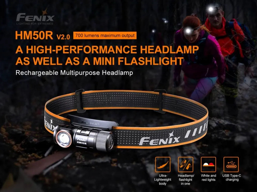Fenix HM50R V2.0 – Lightweight Detachable L-Form Rechargeable Headlamp