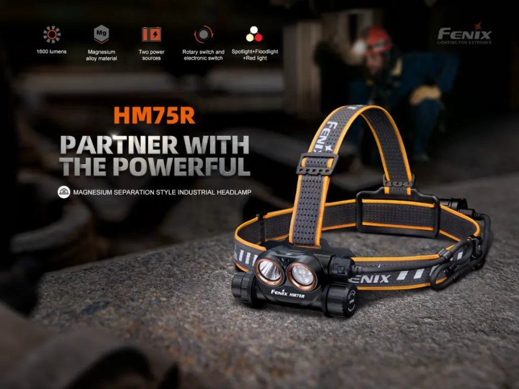 Fenix HM75R – Magnesium Dual Power Rechargeable Headlamp with Triple Light Sources, Rotary Side Switch, Proximity Downshiftin