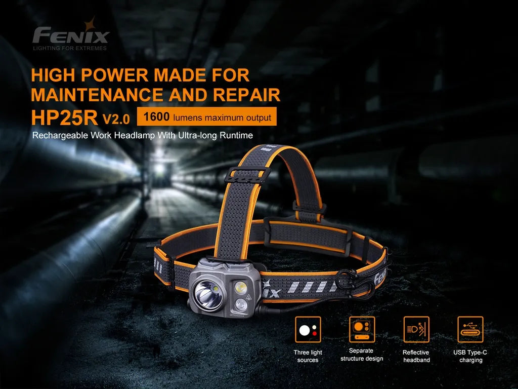 Fenix HP25R V2.0 – Long Runtime Rechargeable Headlamp
